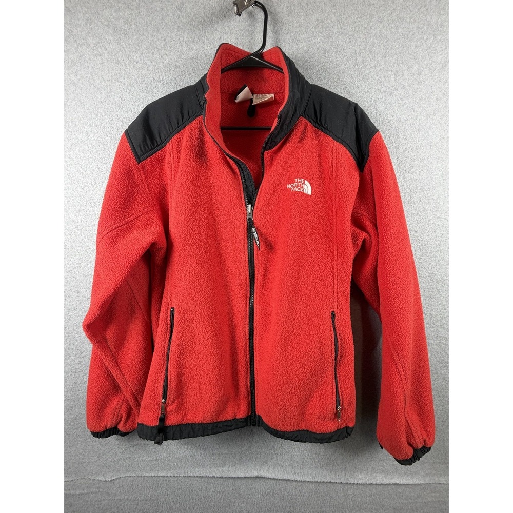 The North Face Jacket Mens Medium Red Black Fleece Full Zip Polartec USA Outdoor